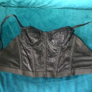 Lace, mesh corset top. Ribbing. No padding. 34B